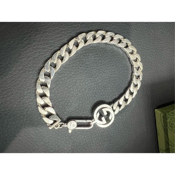 Gucci silver tone chain gg bracelet - Picture 1 of 6